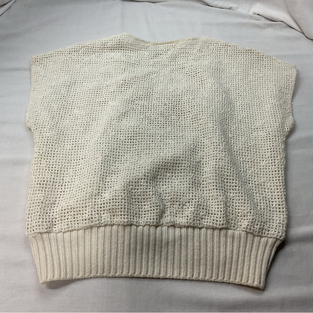 Campus Casuals Beige Sweater Vest, Size S, Knitted Cropped Boho Vintage Casual - Picture 7 of 7